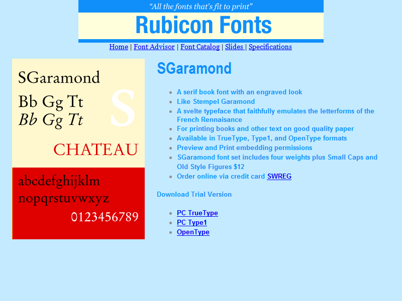 SGaramond Font Screenshot